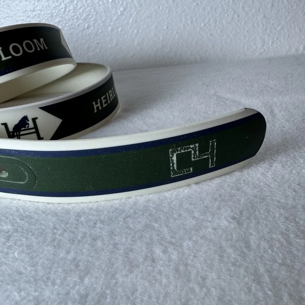 C4 Equestrian Belt Heirloom Green White Translucent Buckle Horse Jumping READ